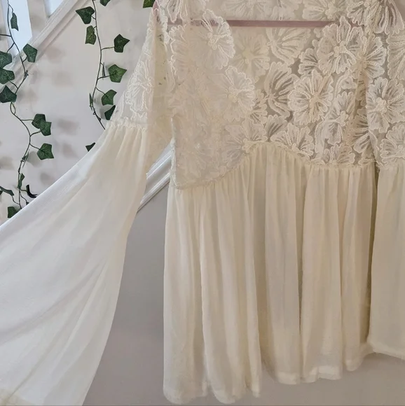 🐩NWOT Free People Boho Lace Blouse - Picture 5 of 5